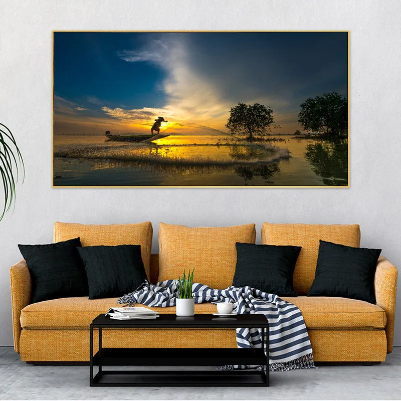 Sunset In the River Wall Painting media 1