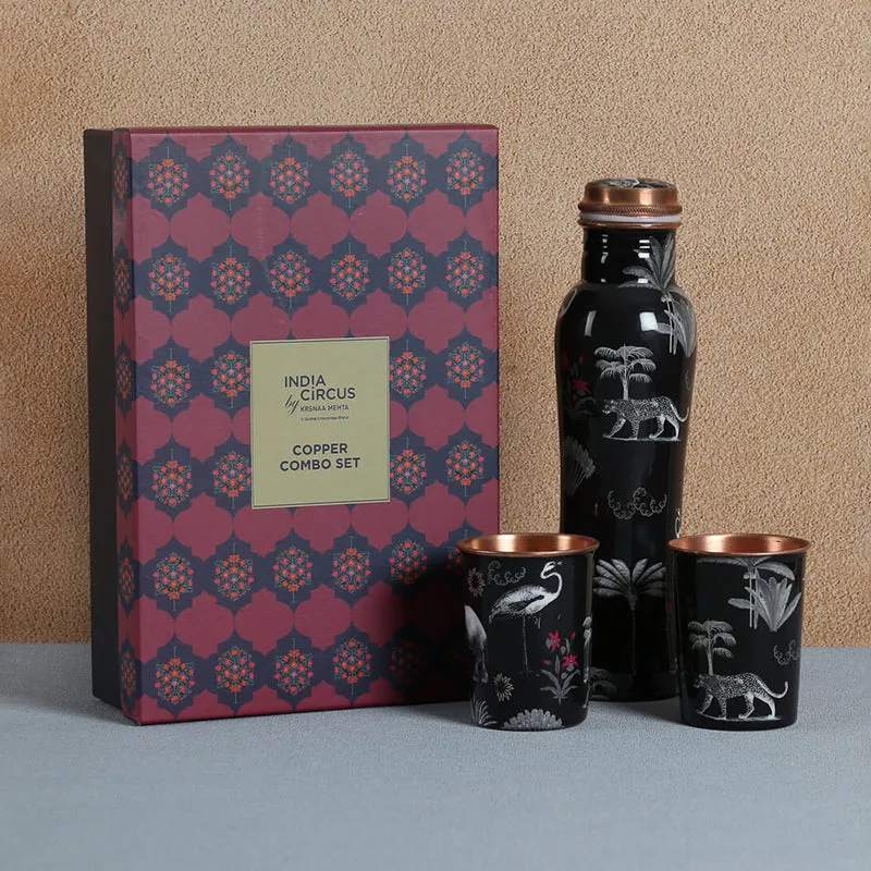 India Circus Fauna Copper Bottle With Glasses (950 mL/400 mL) - Three Piece Set media 5