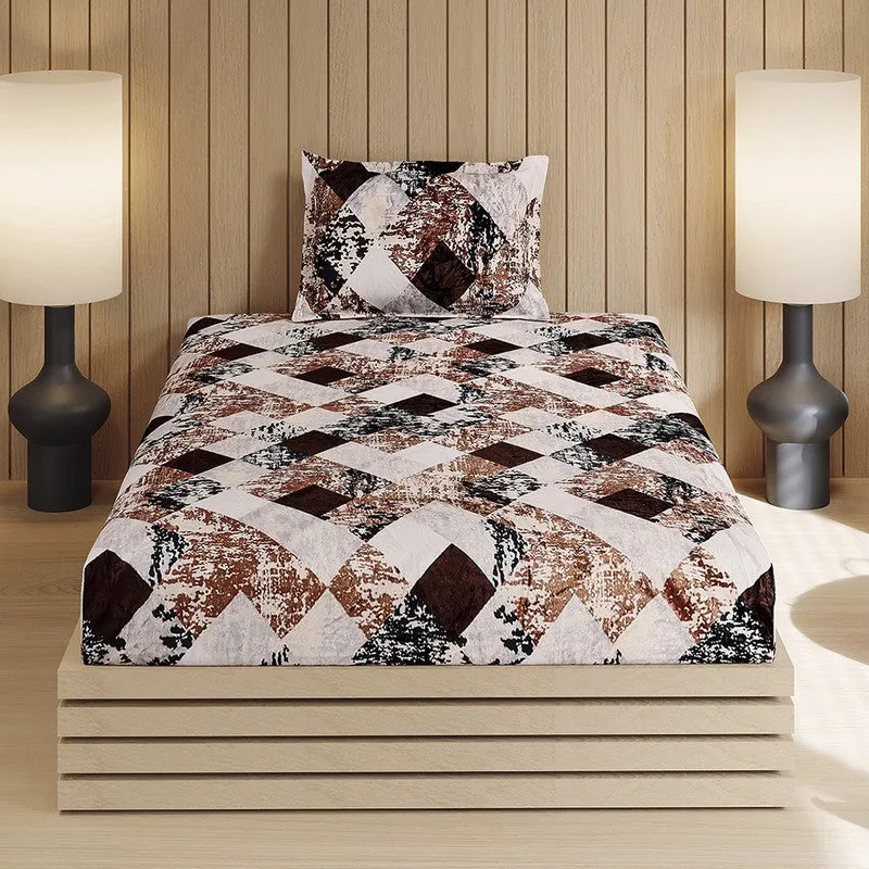 Monte Carlo Urban Diamond Bedsheet (Brown,Black) - 280 GSM media 1