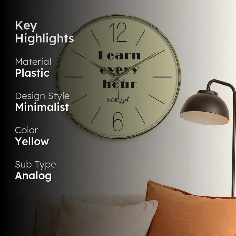 Learn Every Hour Round Analog Wall Clock - Yellow media 2