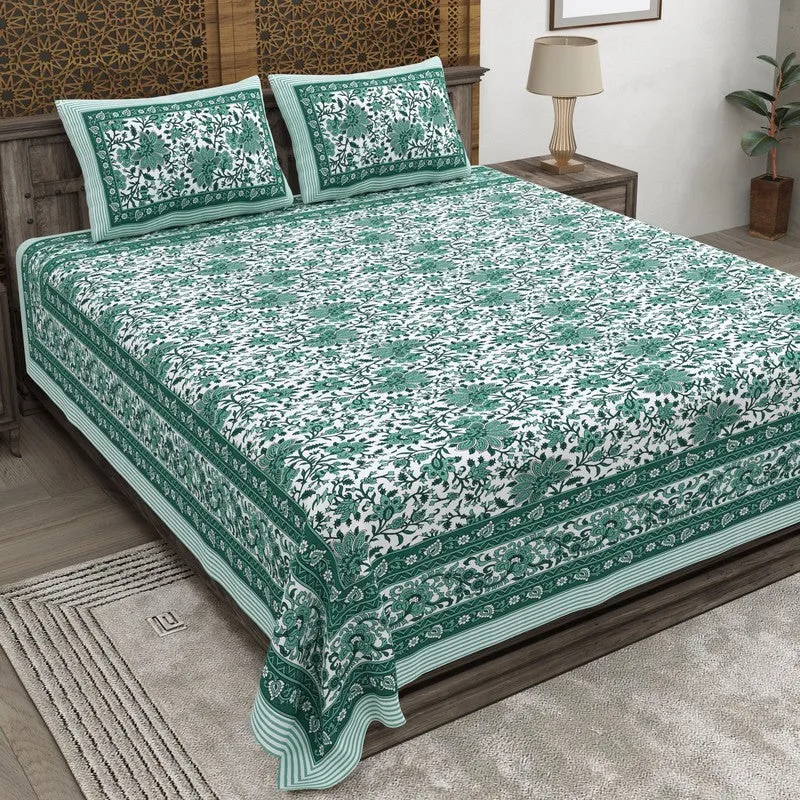 Artix Cotton Bedsheet (Green) - 240 TC media 1