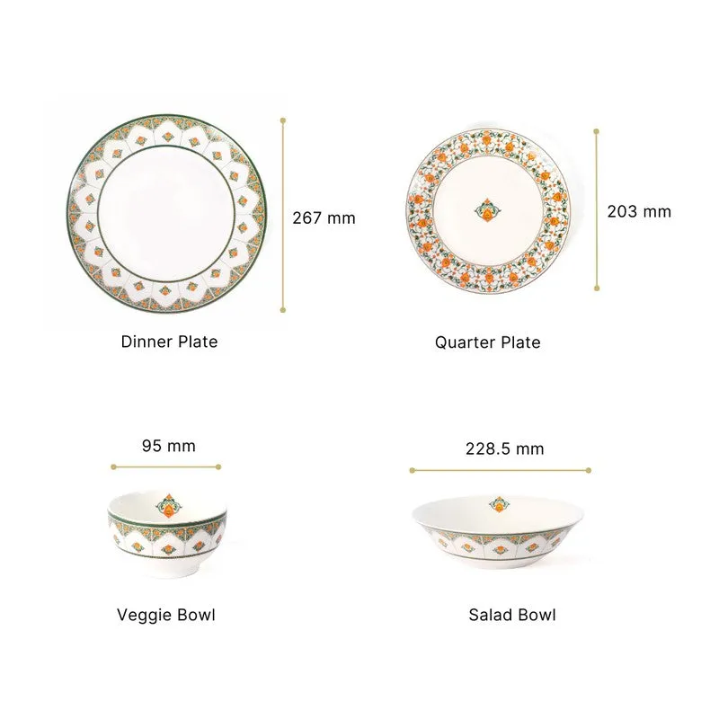 Heritage Line 24k Gold Brushed Dinner Set (Orange,White)- 27 Piece Set media 11