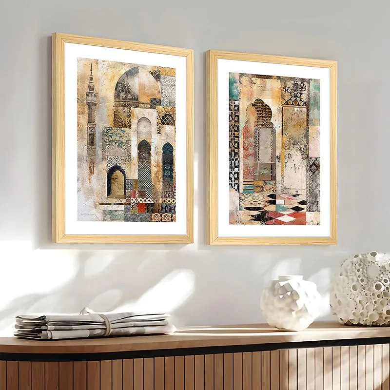 Earthy Mahal Wall Art With Frame - Set Of Two media 6
