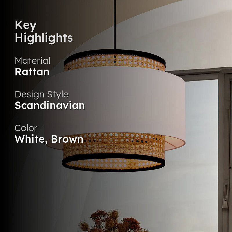 Rustic Glow Rattan Ceiling Lamp - White media 2