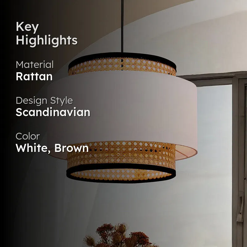 Rustic Glow Rattan Ceiling Lamp - White media 2