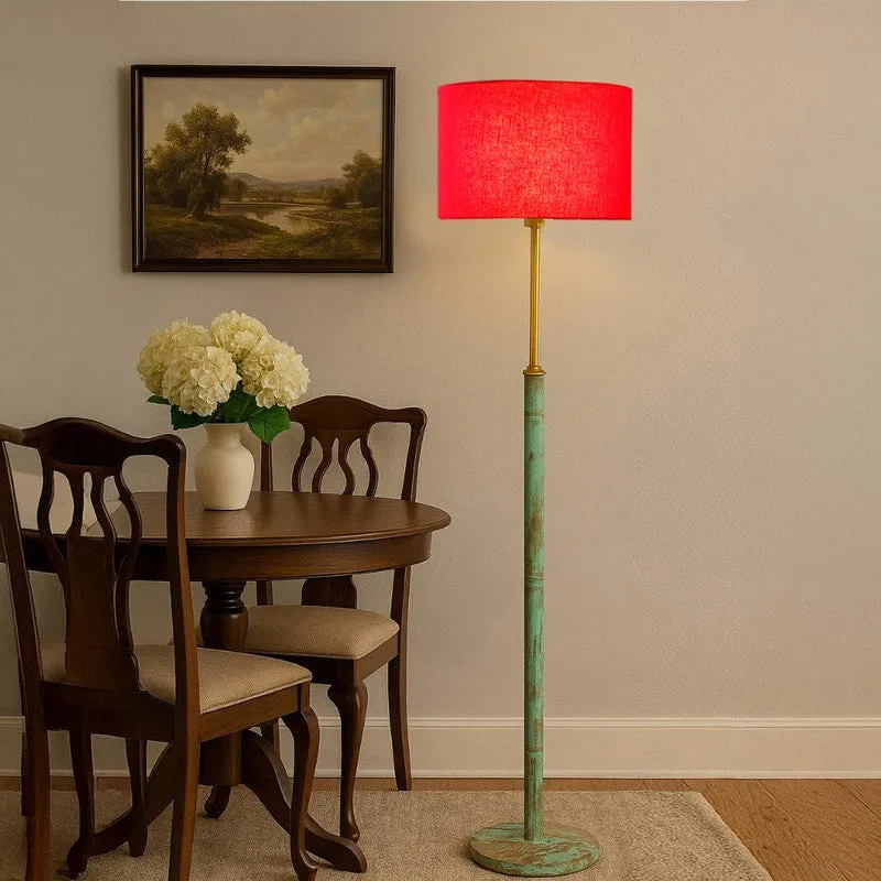 Amber Glow Wooden Floor Lamp - Red media 3
