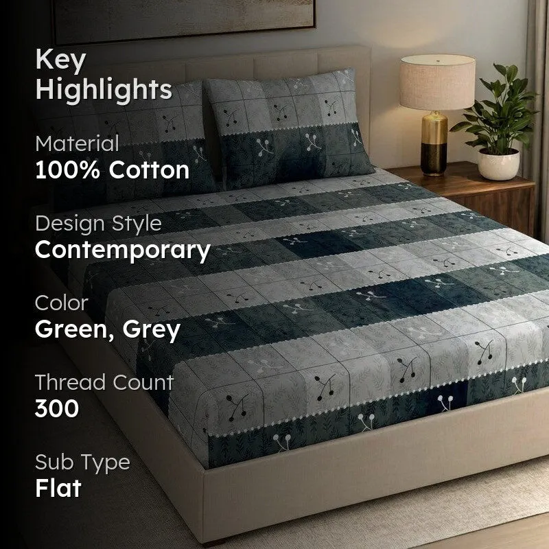 Bloom Lines Cotton Bedsheet - 300 TC media 2