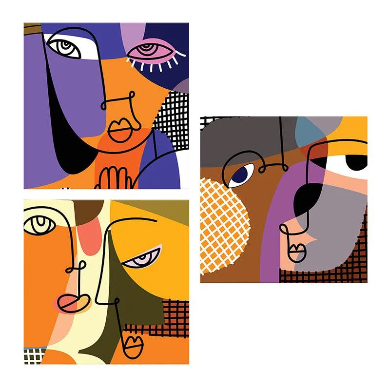 Face Reflect Abstract Wall Painting - Set Of Three media 3