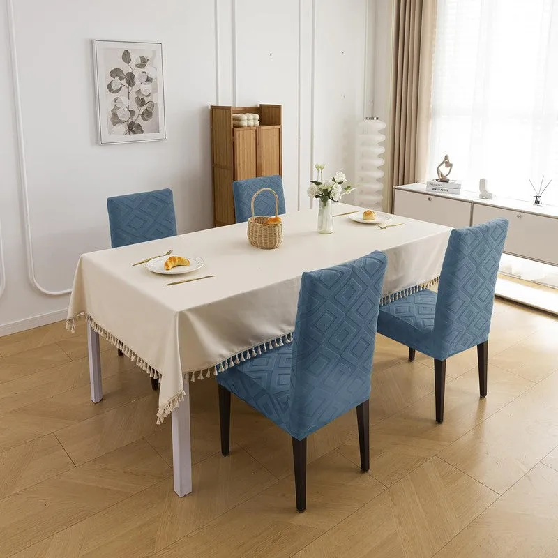Diamante Jacquard Chair Cover (Blue) - Set Of Four media 1