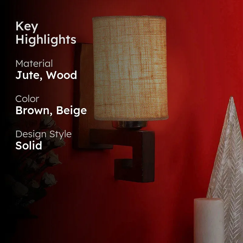 Pastel Cylindrical Wooden Wall Lamp media 2