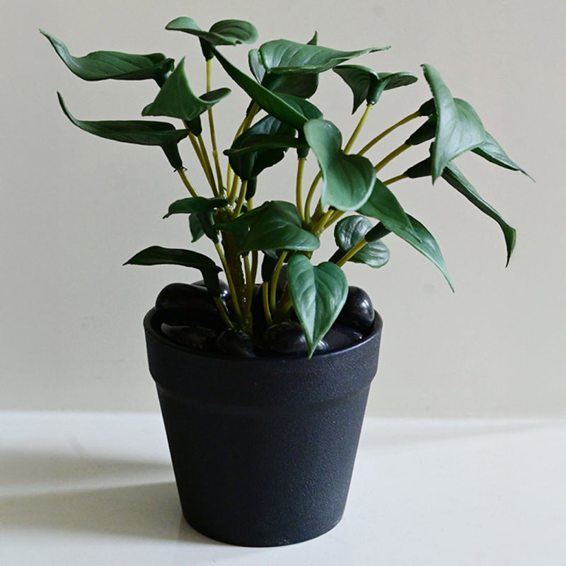 Moniva Artificial Pothos/Money Plant With Black Plastic Pot (Dark Green) - 19 cm media 6