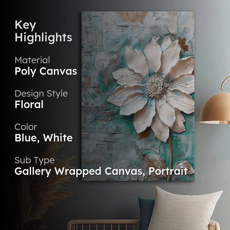 Frosted Elegance Floral Poly Canvas Wall Painting media 2