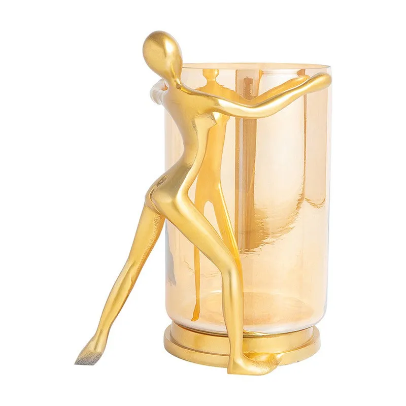 Lustrum Textured Glass Candle Holder - Gold media 5