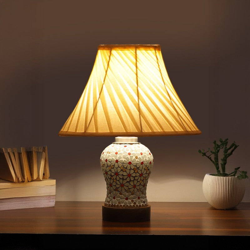 Harmyra I Pleated Wooden Table Lamp - Multicolor
