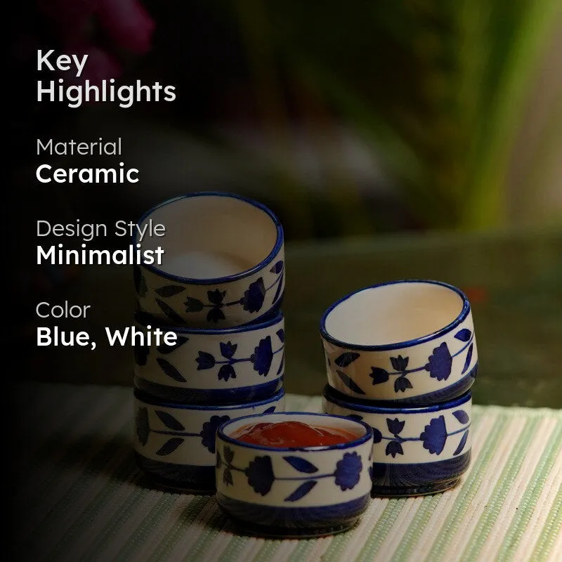 Culinova Ceramic Dip Bowls (Blue,White ,40 mL Each) - Set Of Six media 2