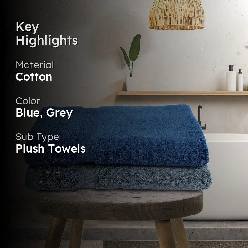 Miorah Bath Towel (Blue & Grey) - Set Of Two media 2