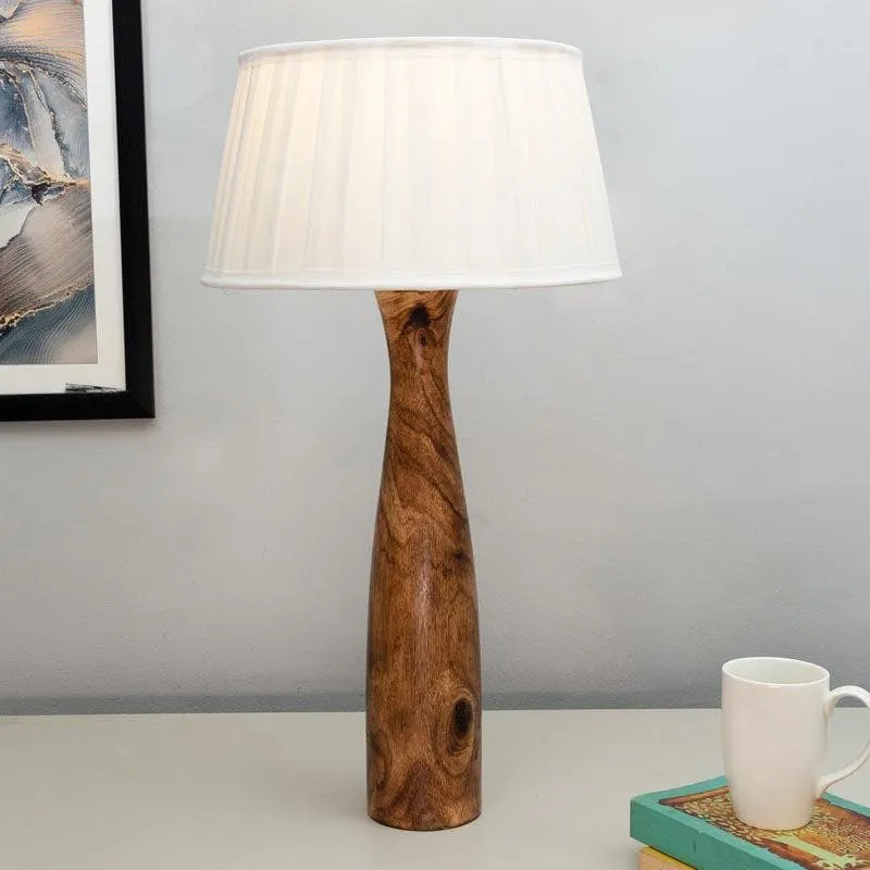 Harmony Glimpse Fabric Table Lamp With Pleated Shade - White,Brown media 1