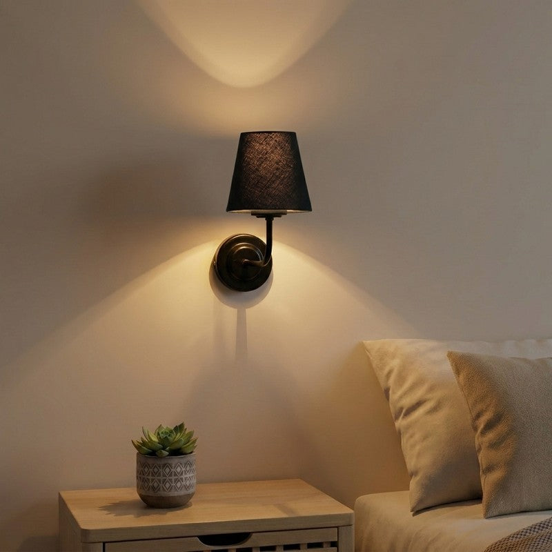 The Ebony Arc Cone Cotton Wall Lamp - Black