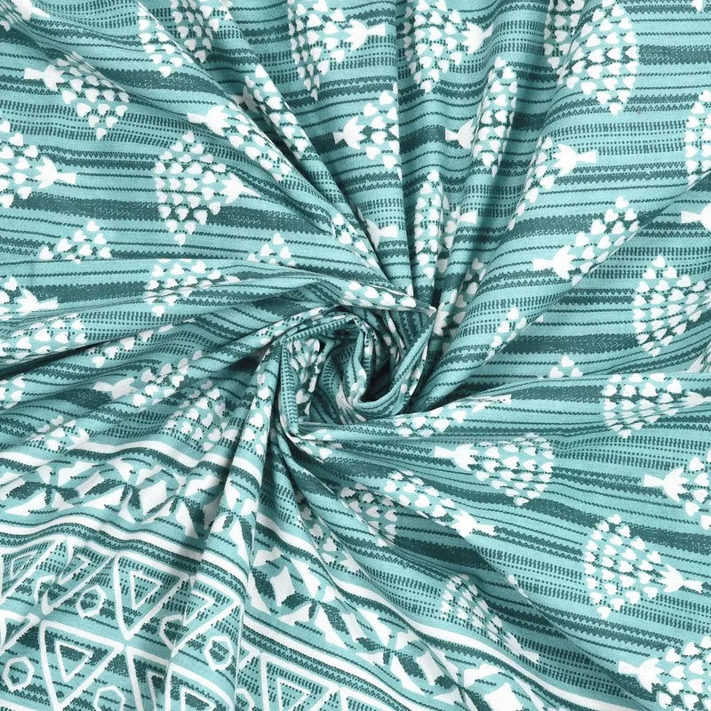 Craftis Cotton Bedsheet (Green,White) - 240 TC media 5