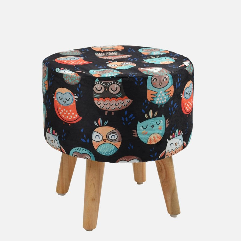 Avira Owl Print Multicolor Engineered Wood Ottomans - Set Of Two media 4