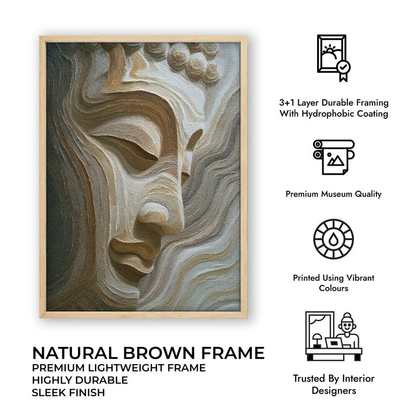 Buddha of Inner Peace Archival Paper Wall Painting With Brown Frame media 9