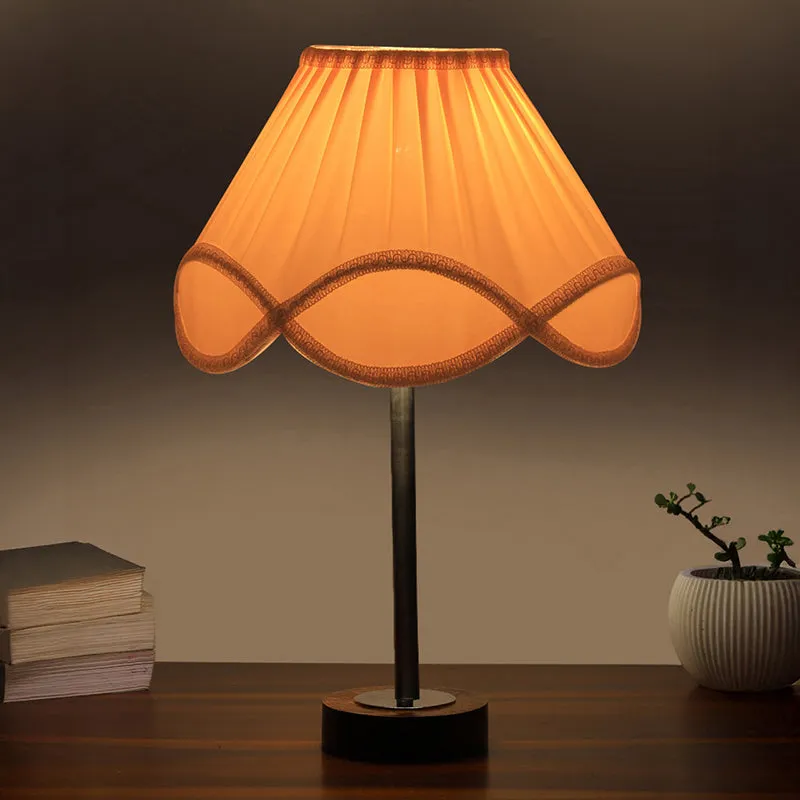 Valencia Rodin Wooden Table Lamp - OffWhite,Silver,Brown media 1