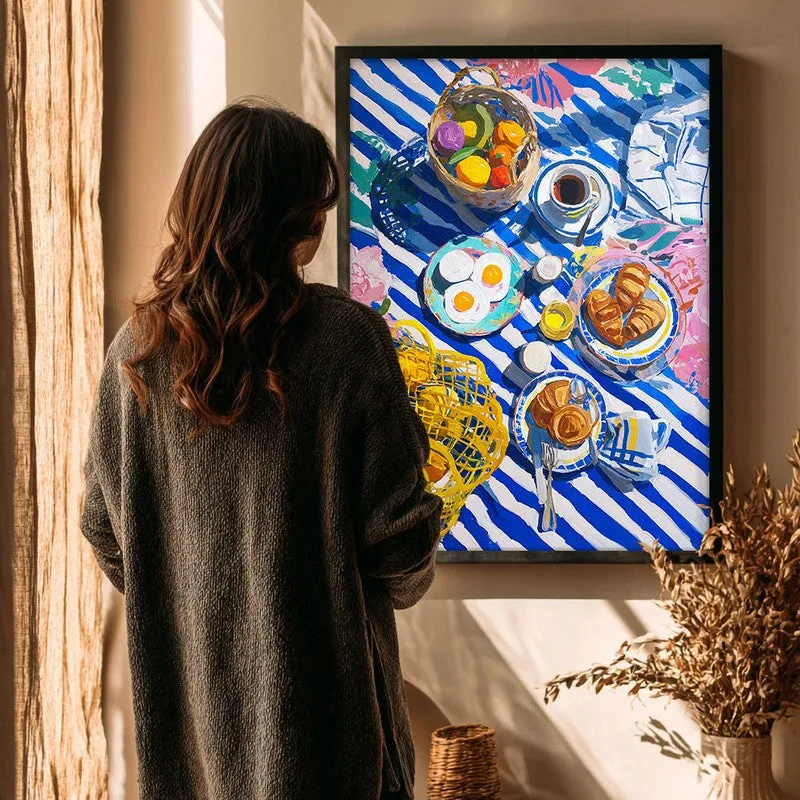 Blue Tableau Canvas Wall Painting - Black Frame media 4