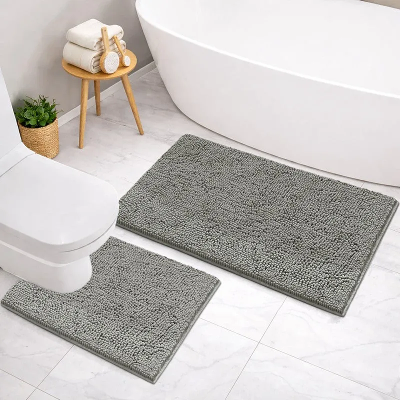 PureTone Microfiber Bath Mats (Grey) - Set of Two media 3