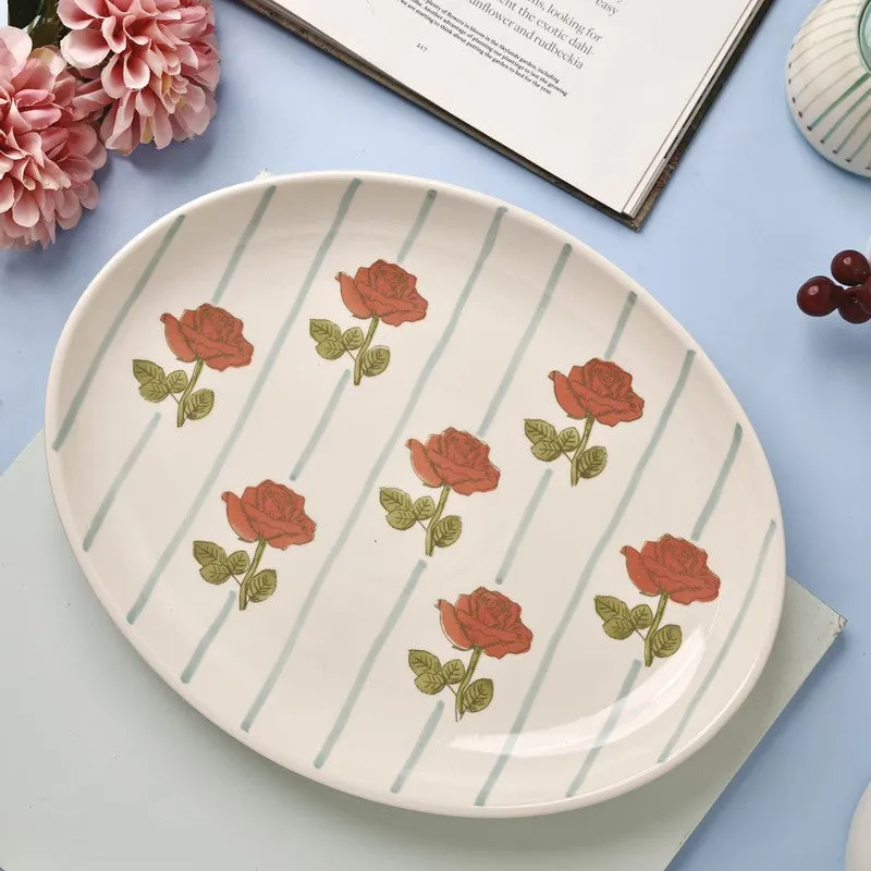 Tea Garden Handpainted Ceramic Oval Platter media 1