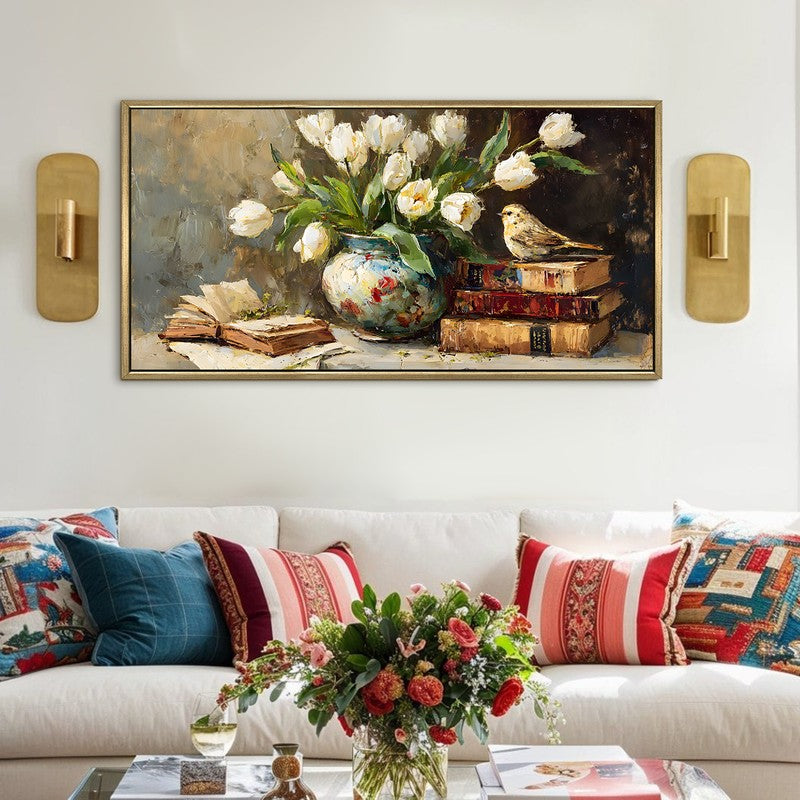 Antique Garden Canvas Wall Painting With Frame