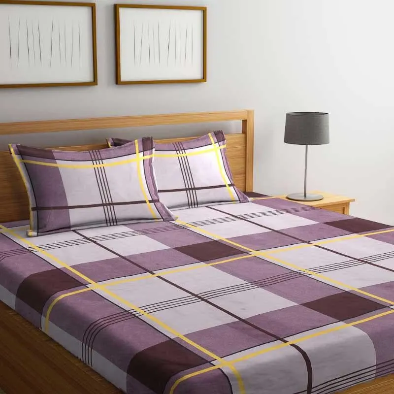 Block Checkered Printed Microfiber Bedsheet - 130 GSM media 3