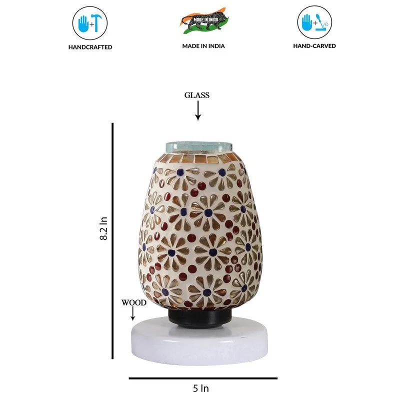 Primrose Glass Table Lamp With Wooden Base - Multicolor media 8