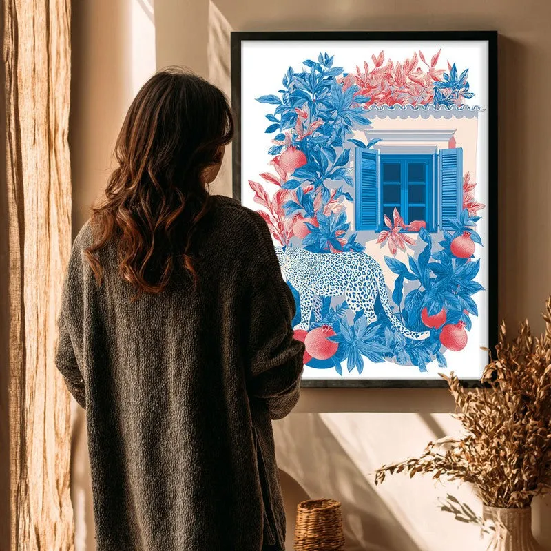 Mediterranean Blues Canvas Wall Painting - Black Frame media 4