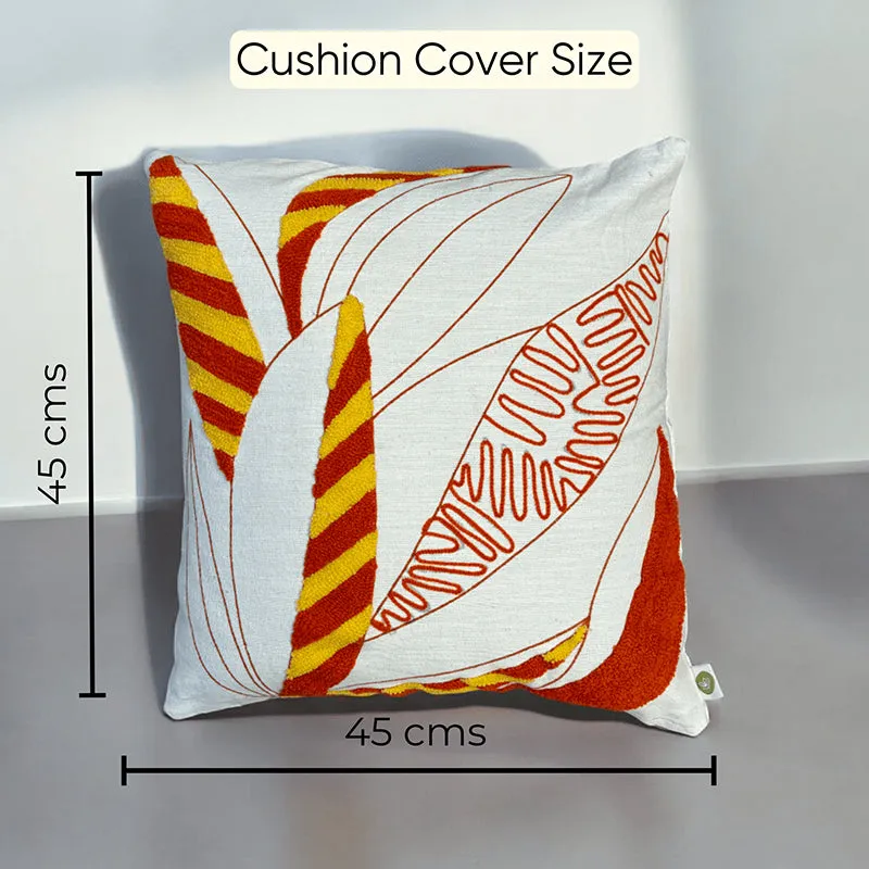 Winter Flames Tufted Cushion Cover (White & Red) - Set Of Five media 5