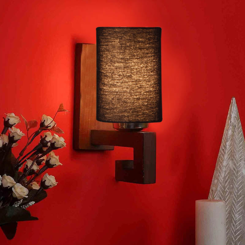 Dun Cylindrical Wooden Wall Lamp