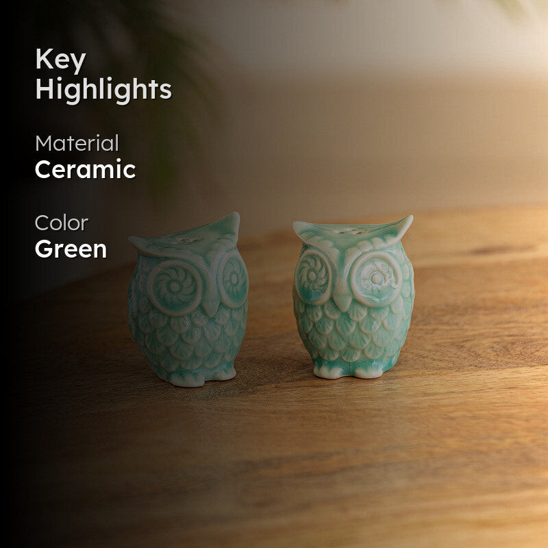 Oceano Handcrafted Owl  Salt & Pepper Shaker - Set Of Two media 2