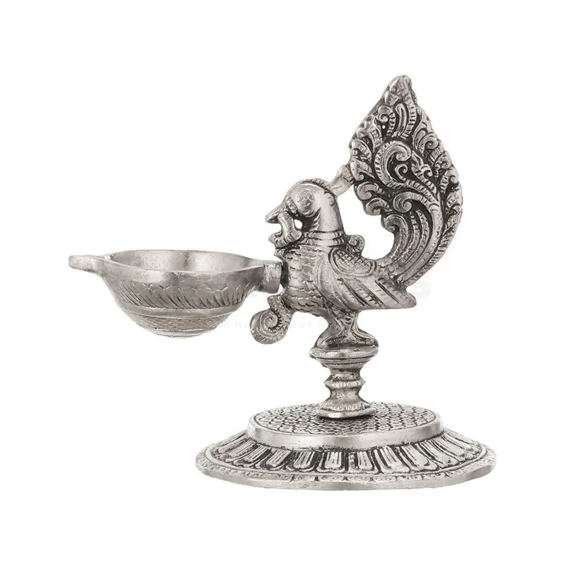 Mayura Silver Finish Metal Diyas - Set Of Two media 7