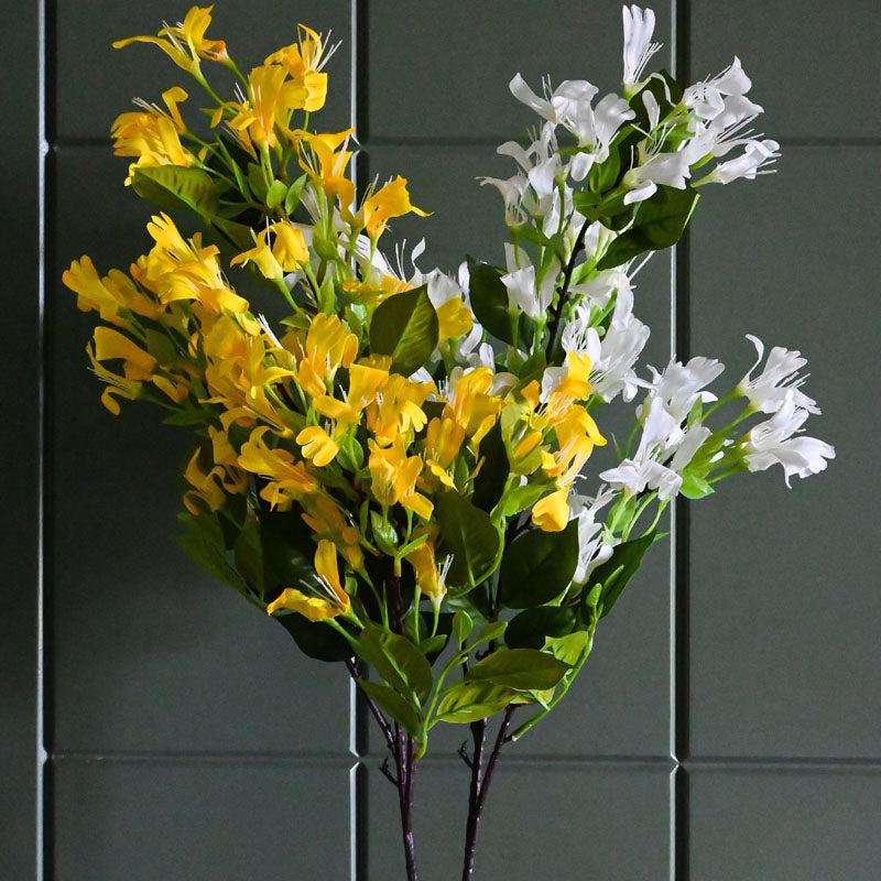 Faux Japanese Honeysuckle Bunch (White & Yellow) - Set Of Two media 3