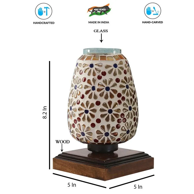 Celvyn Glass Table Lamp With Wooden Base - Multicolor media 9