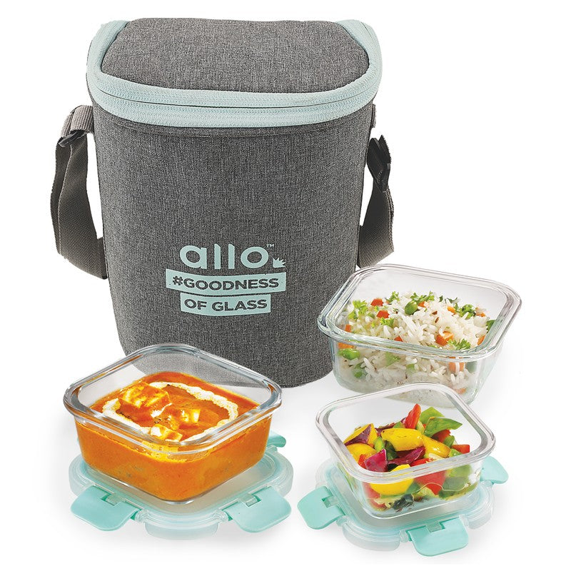 Pakruv Leak Proof Glass Lunch Box with Bag- Set of Three media 5