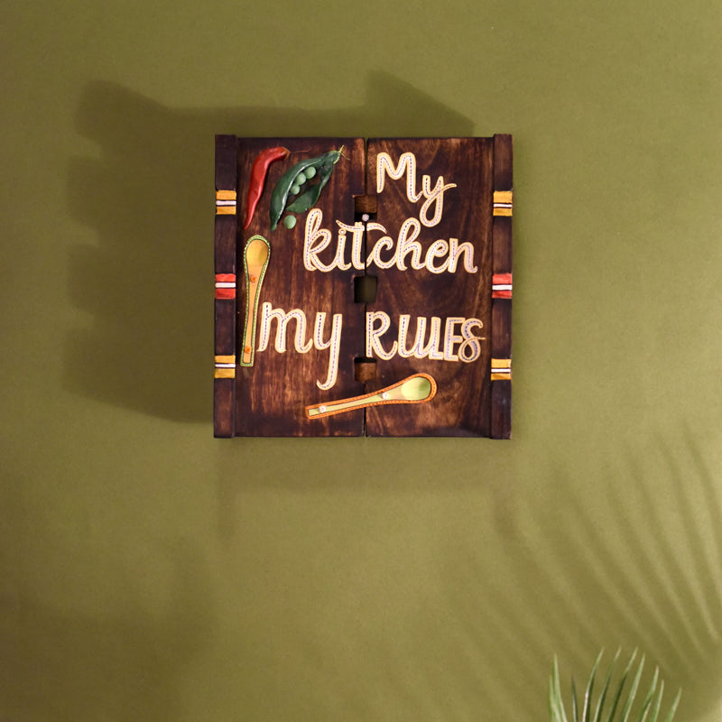 My Kitchen My Rules Wooden Wall Accent media 3