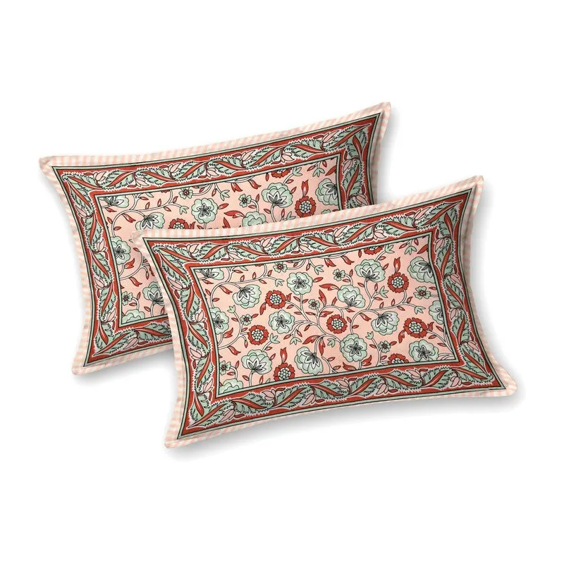 Geora Cotton Bedsheet (Peach,Green) - 240 TC media 4