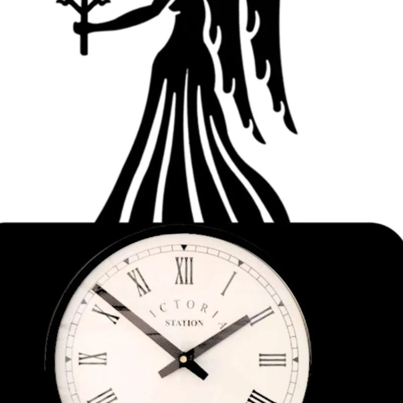 Lady Justice Steel Analog Wall Clock - Black media 5