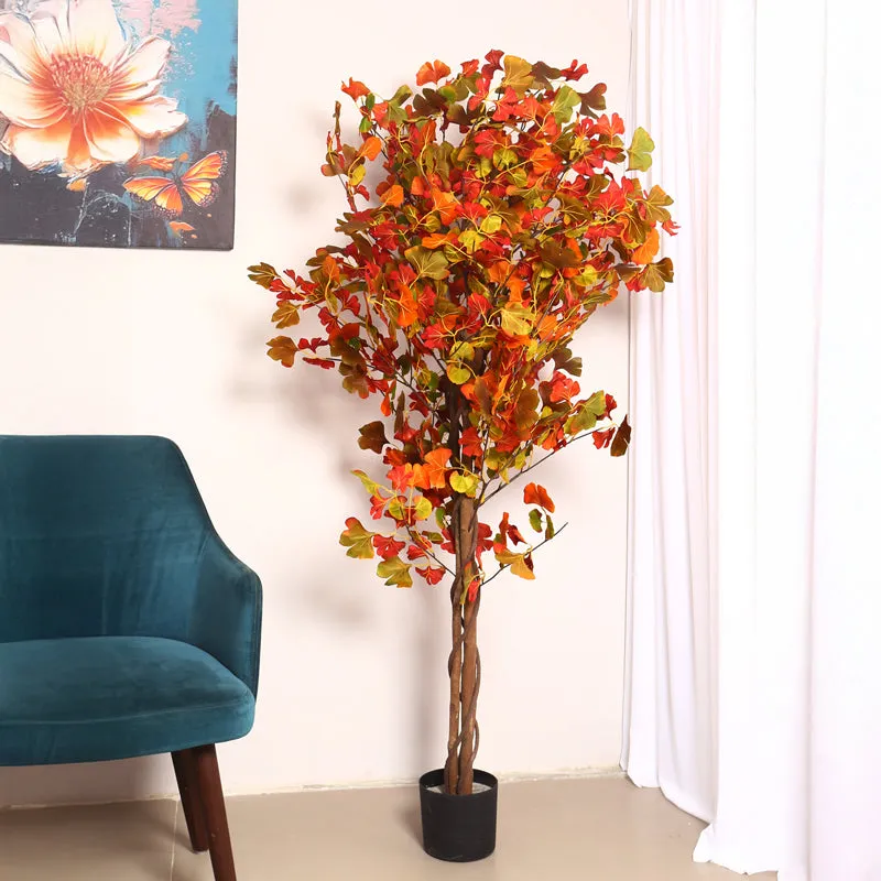 Verdiq Artificial Ginko With Black Plastic Pot - 5.5 Feet media 3