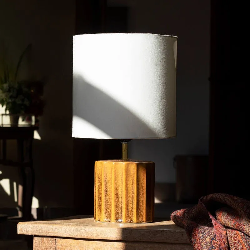 Orange Tree Doric Brown Ceramic Table Lamp - White,Brown media 2