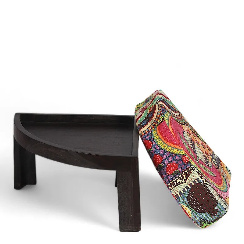 Ixeron Sheesham Wooden Center Table with Stools and Cushions (Brown) - Nine Piece Set media 6