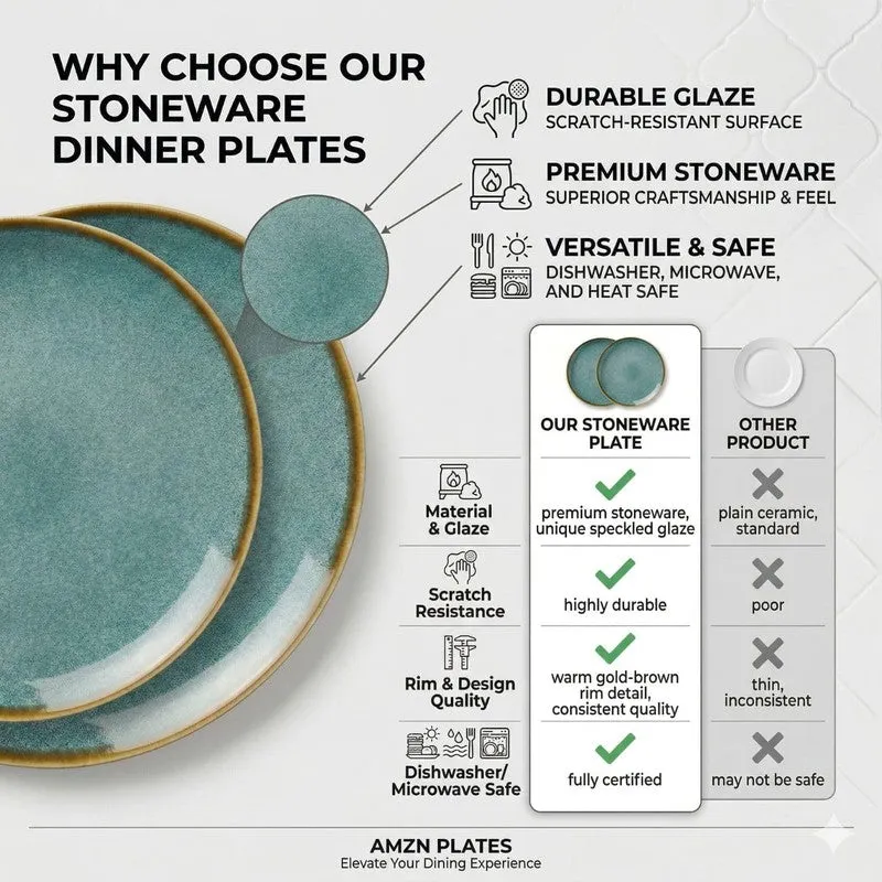 Ceramic Dinner Plates (Aqua Blue) - Set of Two media 9
