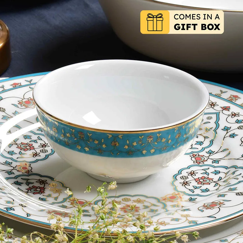 Gilded Mavi 24k Gold Brushed Porcelain Dinner Set - 21 Piece Set media 1