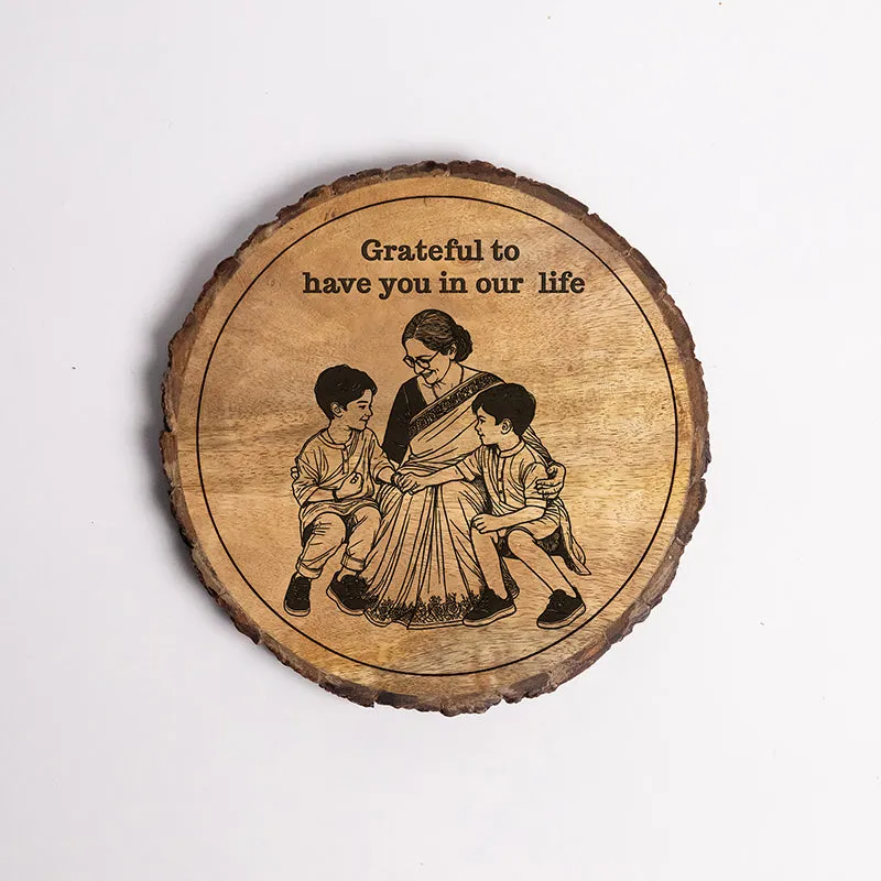 Grateful For Your Presence Wood Showpiece - Round media 5