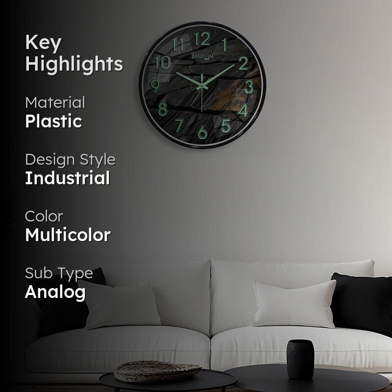 Onyra Round Modern Plastic Wall Clock - Black media 2